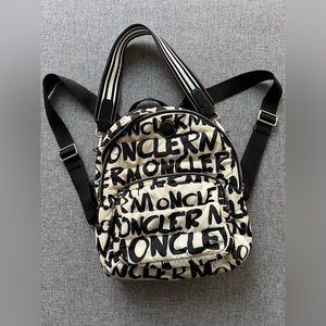 Moncler Kilia Black/White Nylon Backpack Medium with 2 main compartments